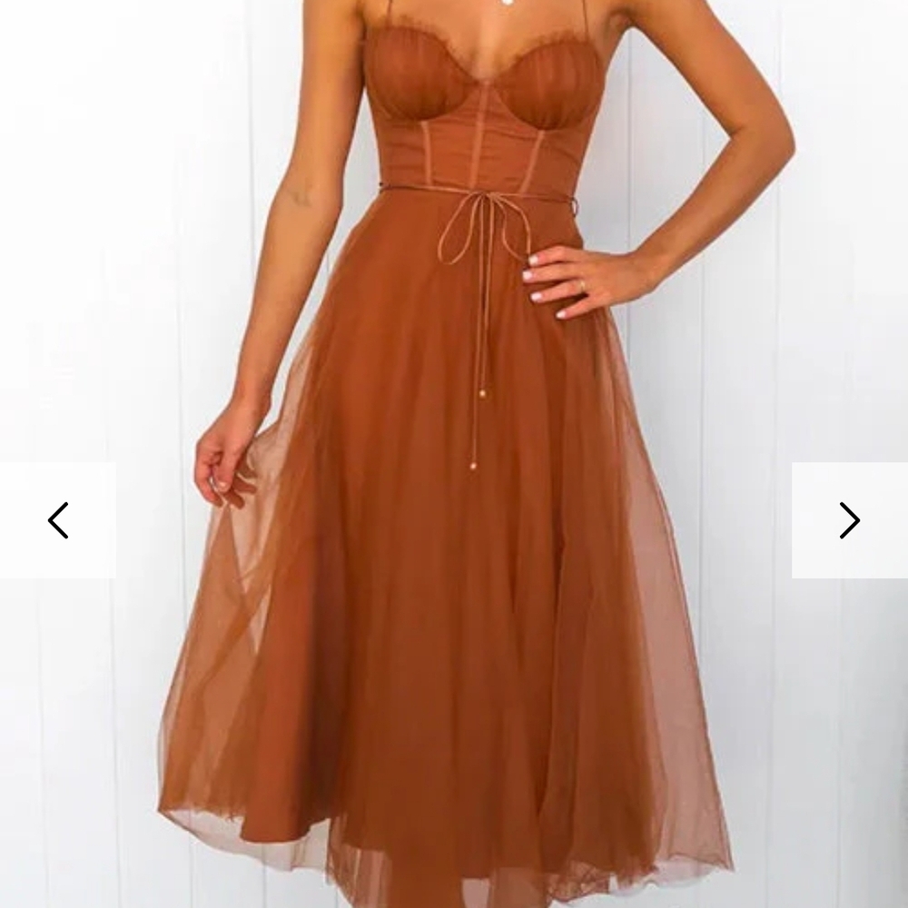 MARGOVIL | OPEN BACK WAISTED SWING MAXI CAMI TULLE DRESS